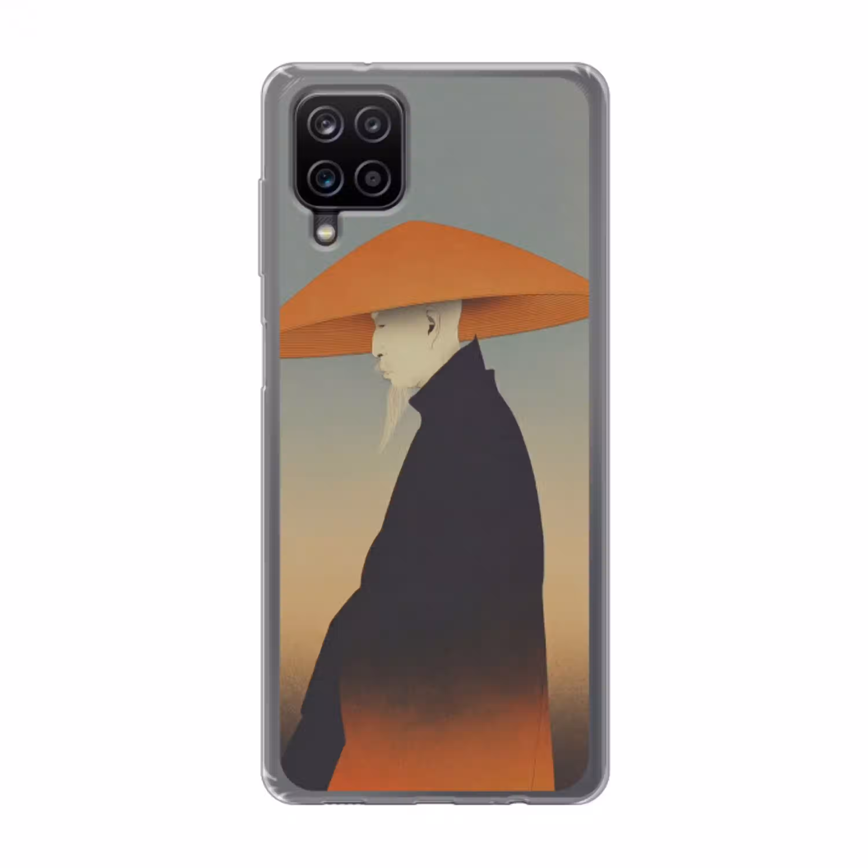 Minimalistisch - Silhouet - Oranje Telefoonhoesje Samsung Galaxy A12 klein -3d