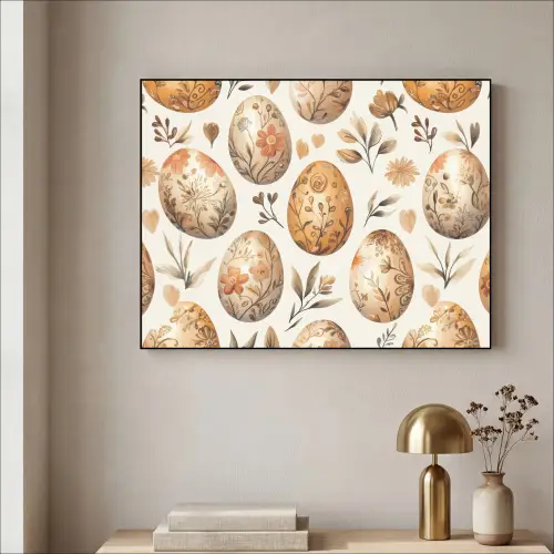 Paaseieren - Bruin - Bloemen Textielframe - compleet frame klein -sfeer2