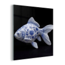 Porselein - Goudvis - Delfts - Blauw plexiglas 5mm klein -z3d