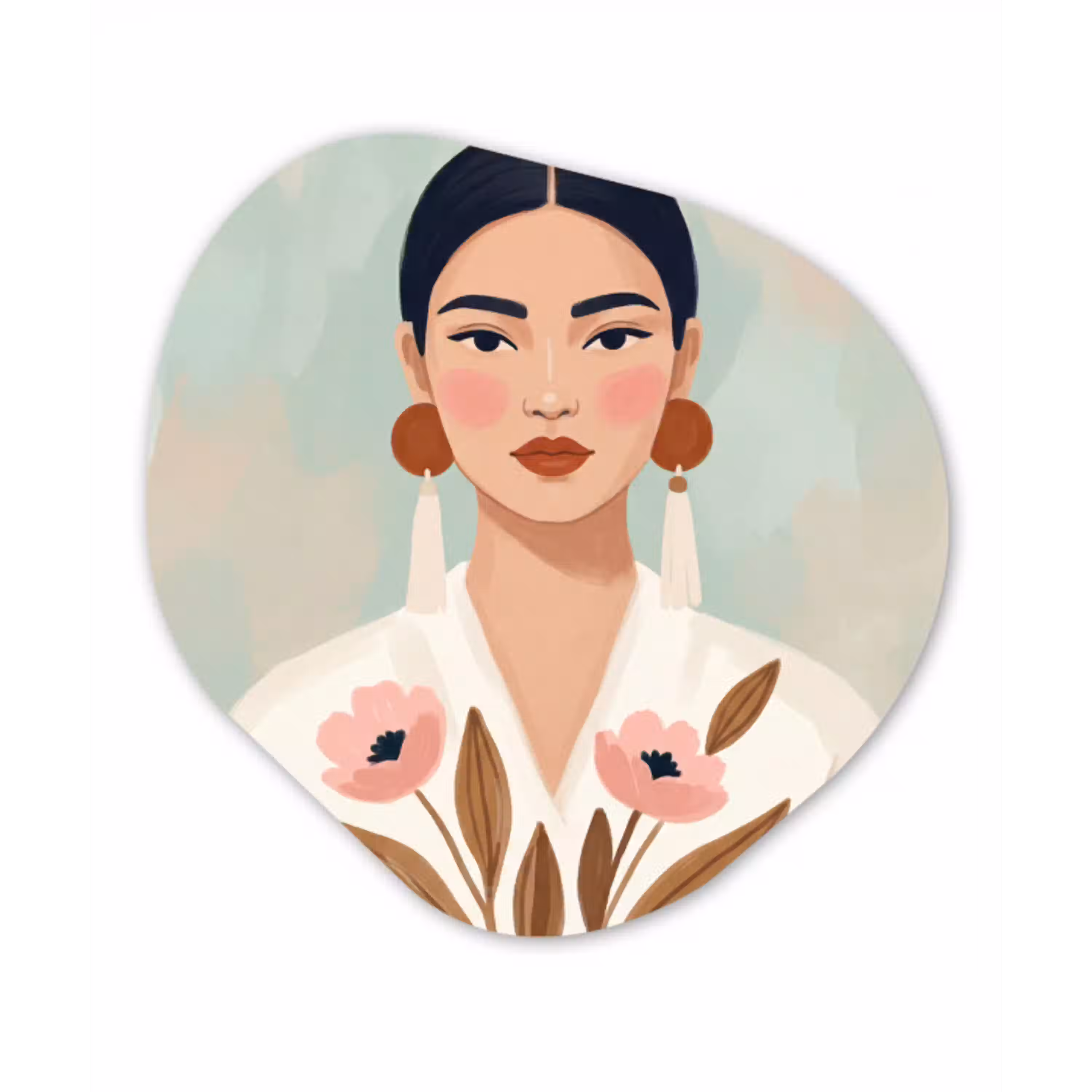 Vrouw - Kimono - Pastel Wandcirkel Organisch Aluminium middel -3d