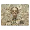 Vrouw - Bloemen - Zonnebril - Wit muismat rubber klein -3d
