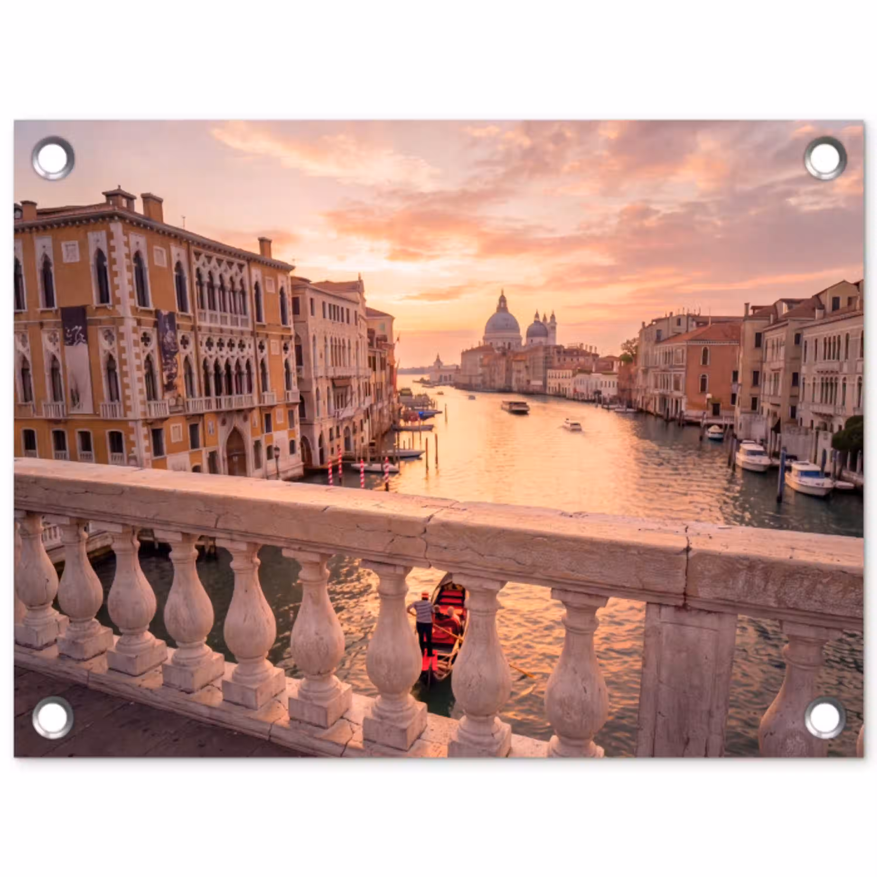 Stad - Venetië - Kanaal - Zonsopgang - Architectuur - Goud tuinposter los doek klein -3d