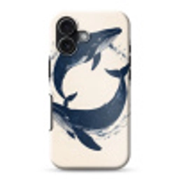 Walvissen - Spetters - Cirkel - Donkerblauw Toughcase MagSafe Apple iPhone 17 klein -3d