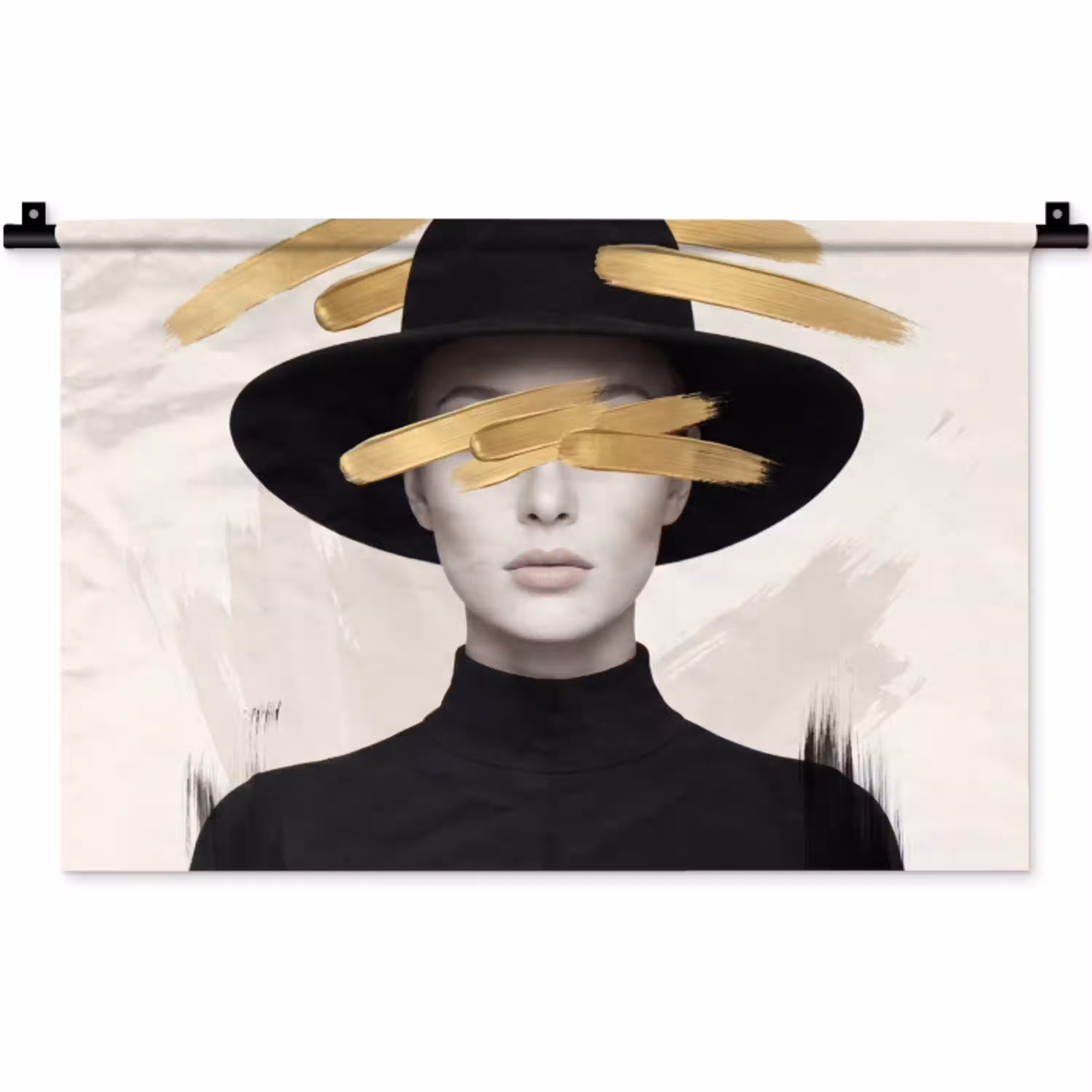 Vrouw - Portret - Modern - Goud - Kunst Wandkleed katoen klein -zz3d