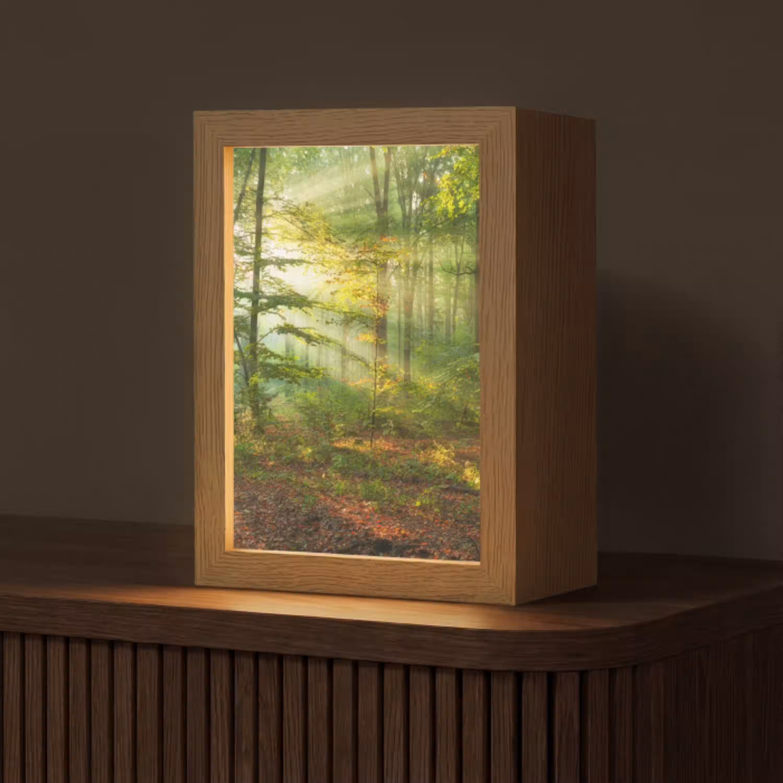 Zon - Bos - Bomen - Natuur - Herfst Light Box met kabel (Tafellamp) klein -z3d_website