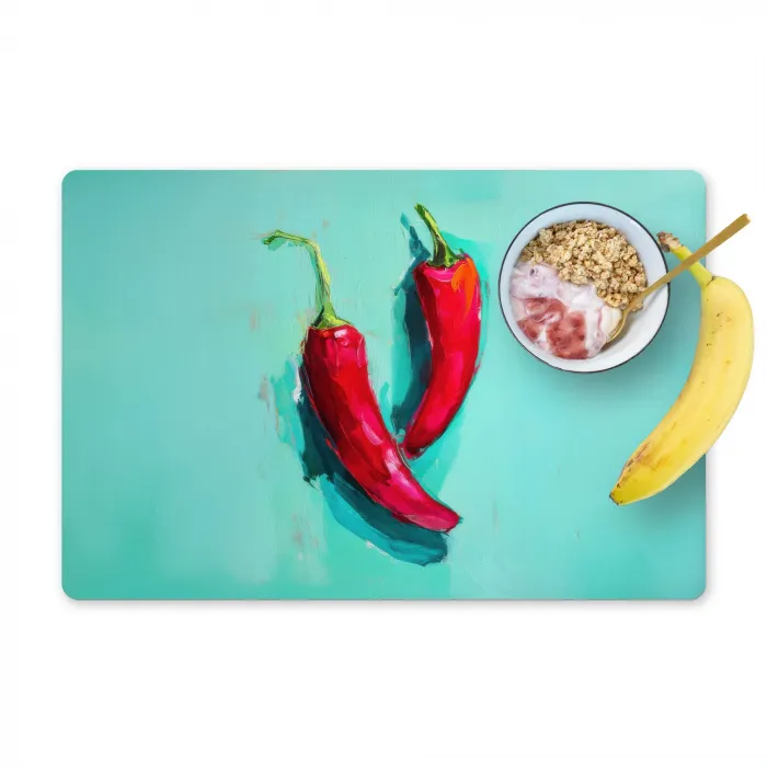 Chilipepers - Geverfd - Rood Placemat vinyl groot -zzzproduct_Kitchenyeah-website
