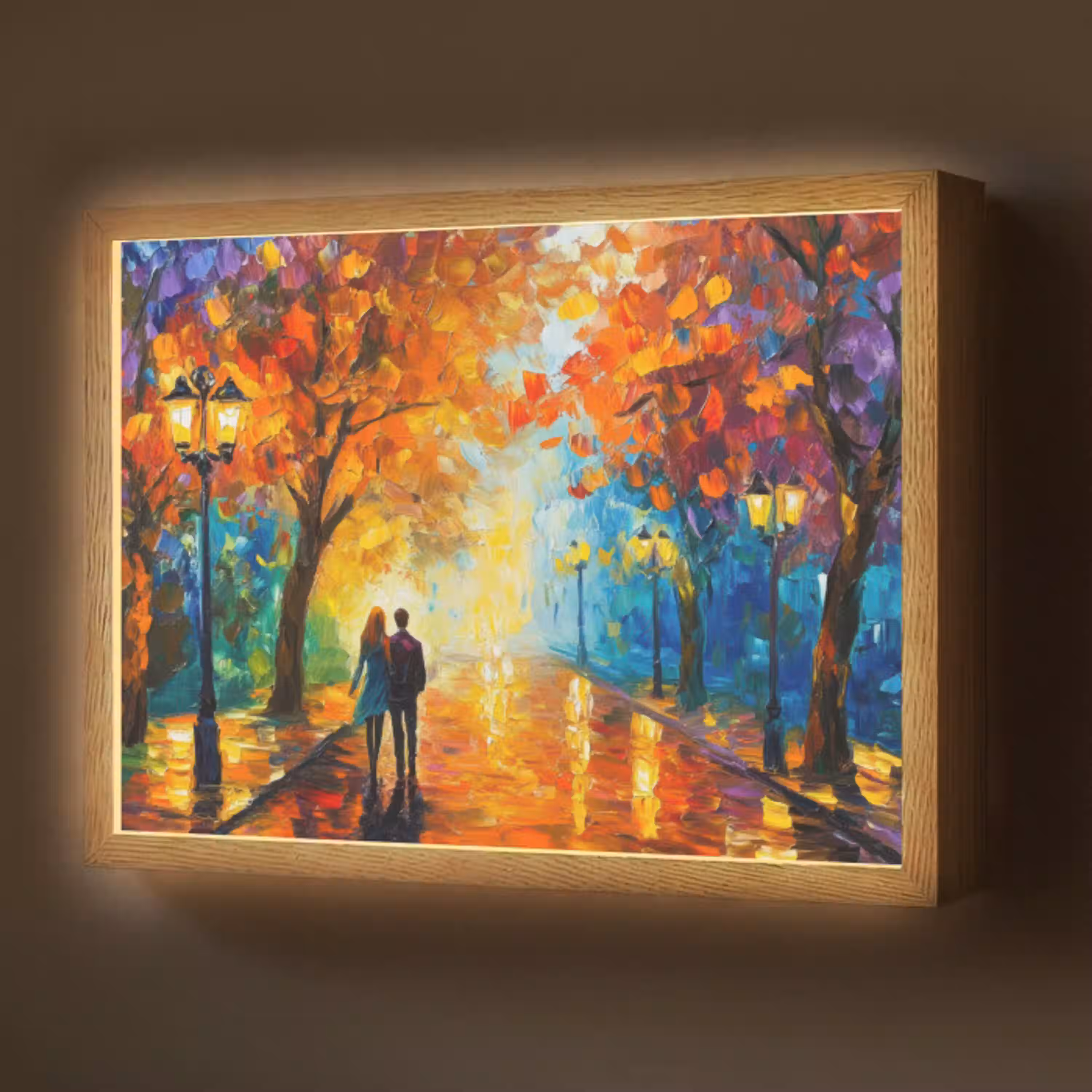Koppel - Liefde - Bos - Kunst Light Box met batterij (Wandlamp) middel -z3d_website