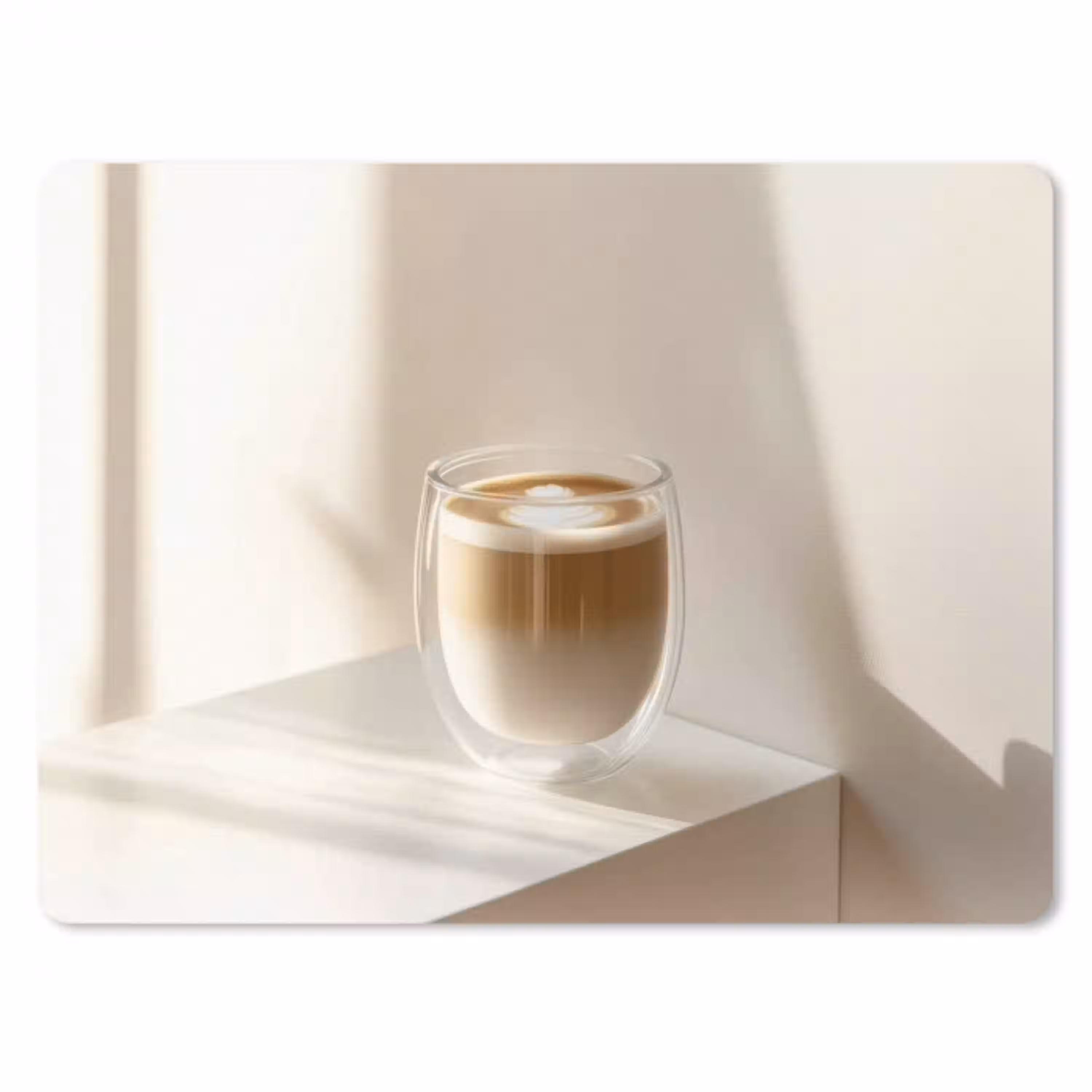 Mok - Latte - Minimalistisch - Schaduw muismat rubber klein -3d