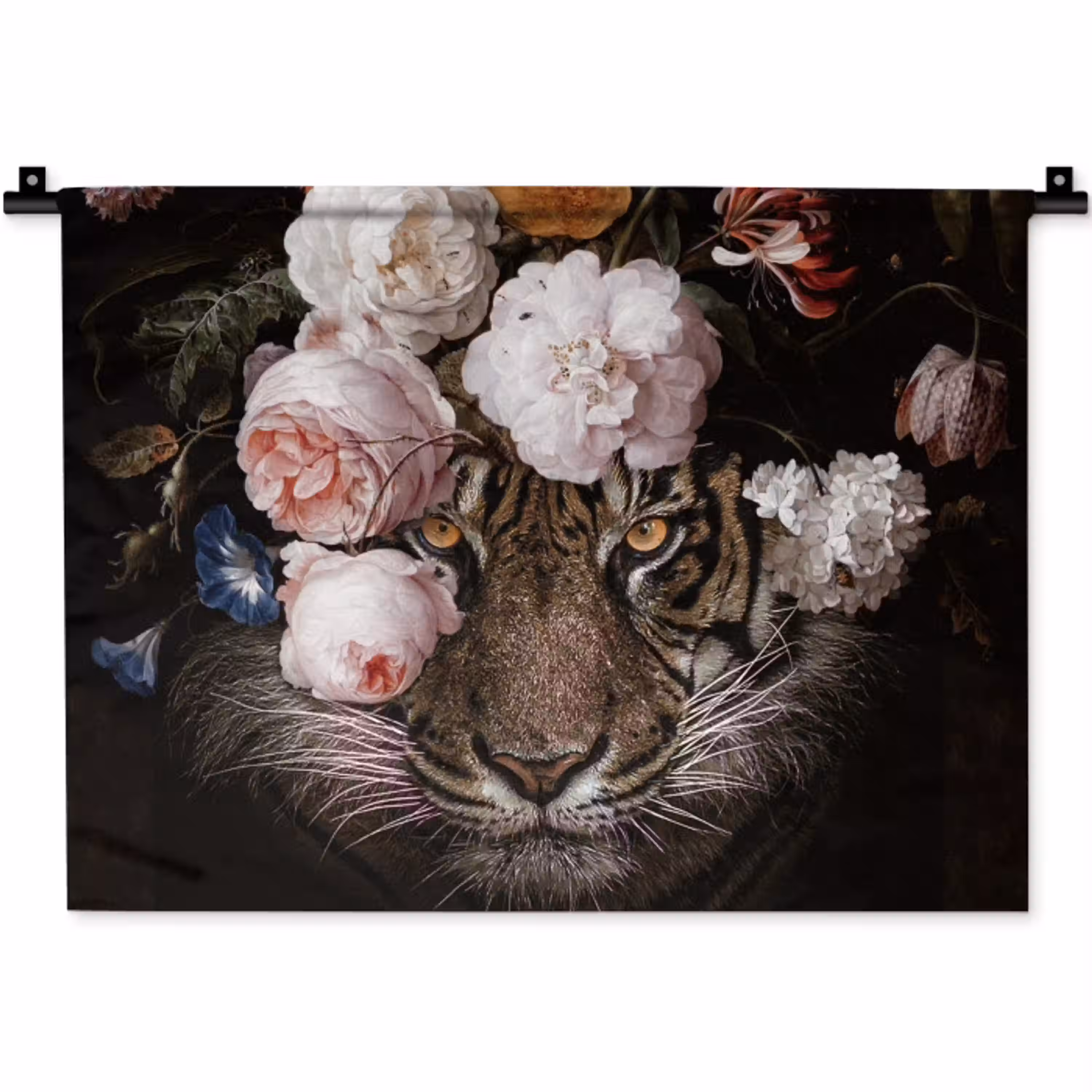 Bloemen - Jan Davidsz de Heem - Tijger - Schilderij - Stilleven - Oude meesters Wandkleed katoen klein -zz3d