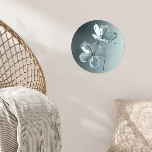 Kristal - Bloemen - Grijs Wandcirkel behangsticker klein -sfeer4