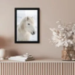 Paard - Kop - Winter - Dieren - Wit fotolijst zwart zonder passe partout klein -sfeer5