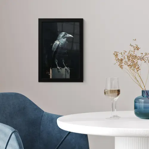 Raaf - Vogels - Zwart fotolijst zwart zonder passe partout klein -sfeer4