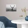 Hert - Mistig - Zwart - Wit poster papier klein -sfeer3