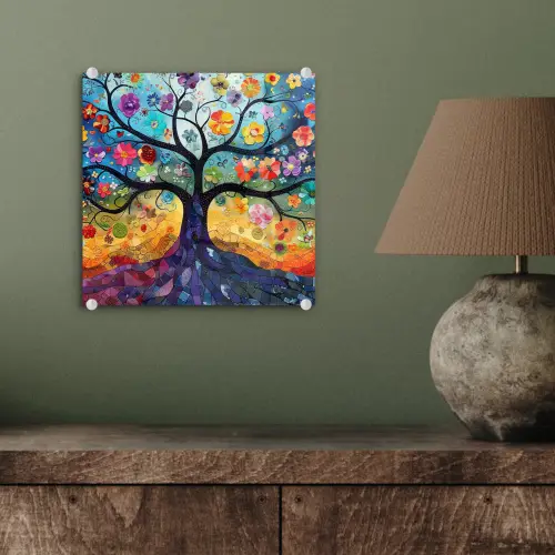 Kunst - Levensboom - Bloemen - Hippie plexiglas 5mm klein -sfeer3