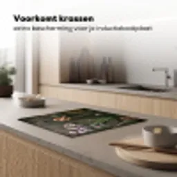 Bieslook Bloesem en Antieke Keukenwaren Inductie beschermer vinyl 3mm middel -sfeer1
