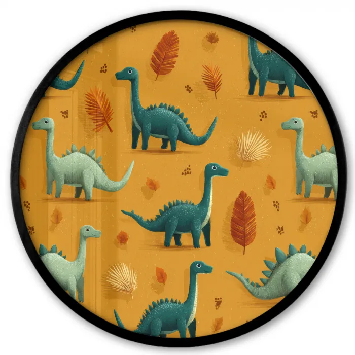 Dinosaurussen - Stekels - Herfstbladeren - Bruin Fotolijst rond zonder passe partout klein -3d