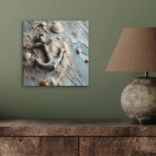 Anker - Hout - Schelpen - Zand aluminium wit klein -sfeer2