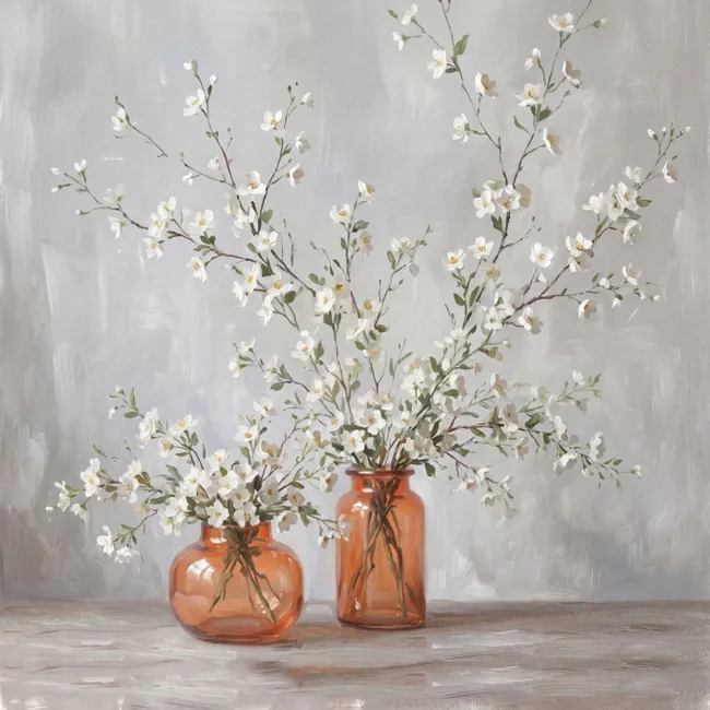 Behang - Vazen - Bloemen - Oranje