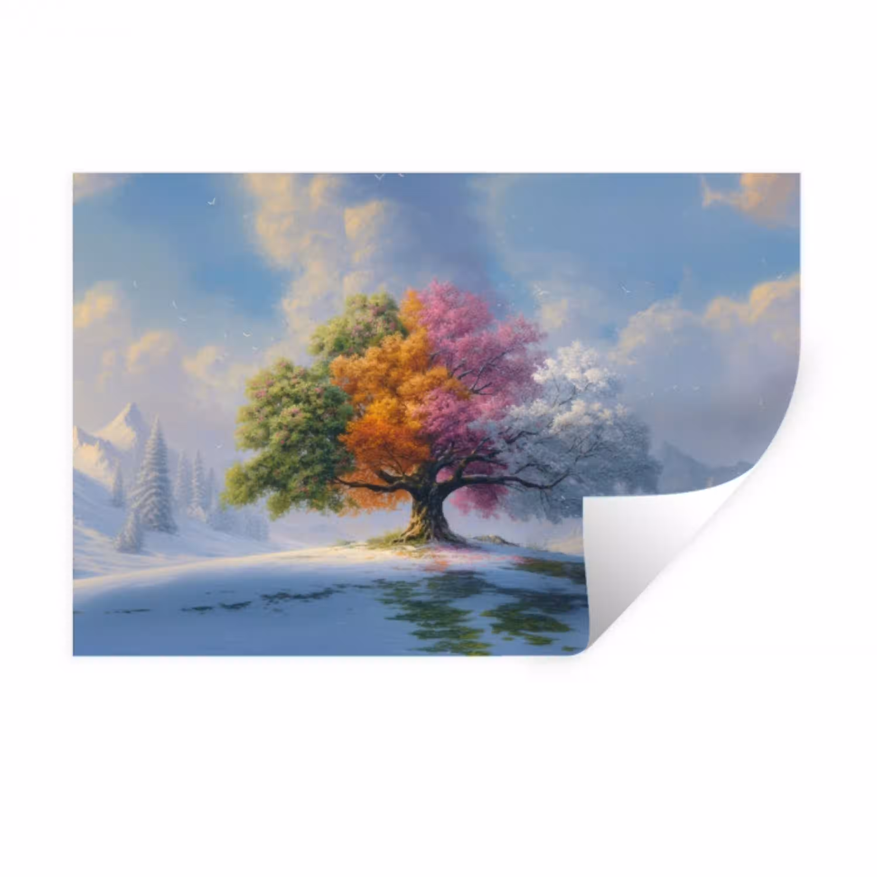 Boom - Seizoenen - Winter - Landschap Muursticker klein -3d