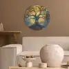 Boom - Levensboom - Blauw - Goud Akoestische PET Vilt - Rond klein -sfeer1