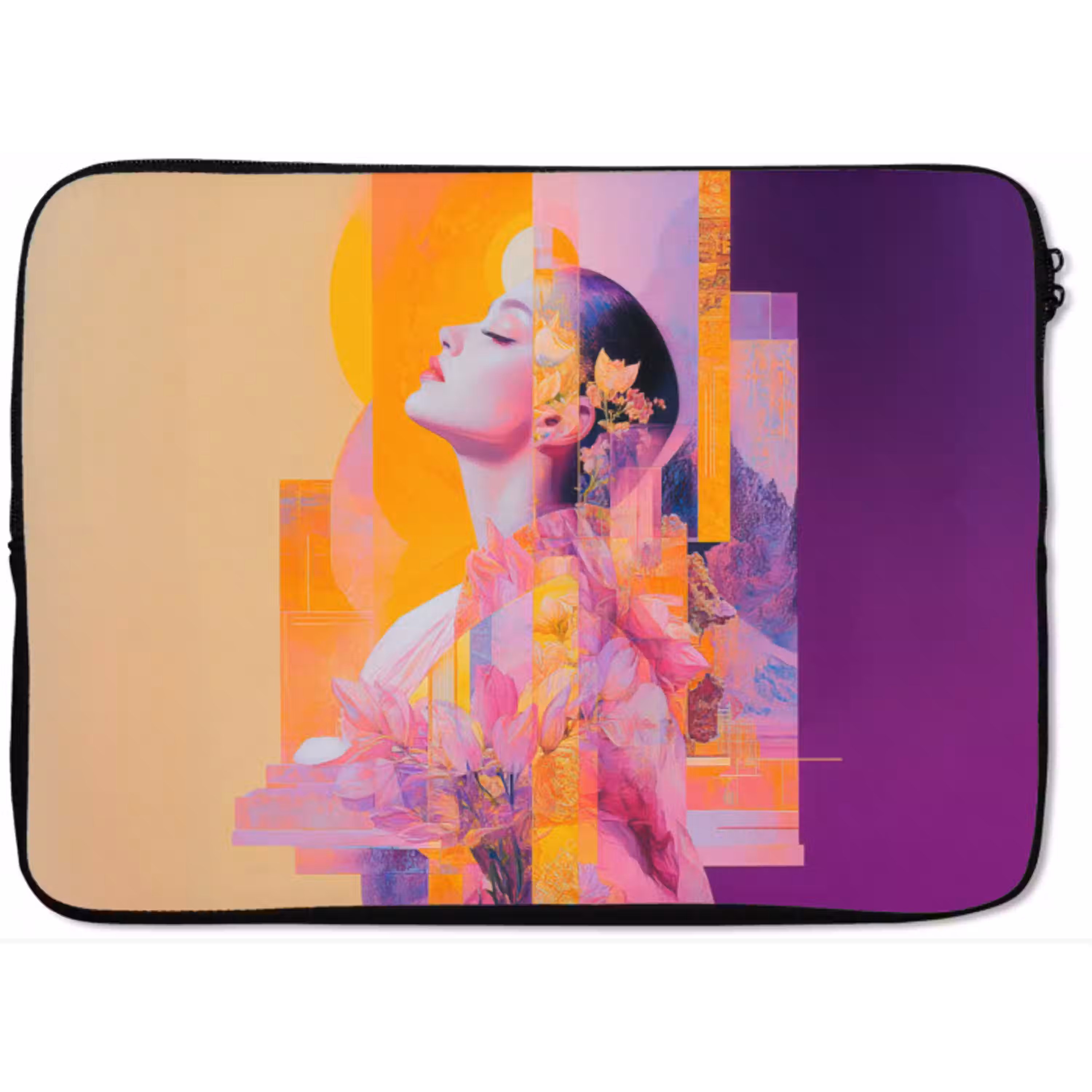 Abstract - Portret - Vrouw - Kleurrijk laptophoes neopreen klein -zkaufland3dotto