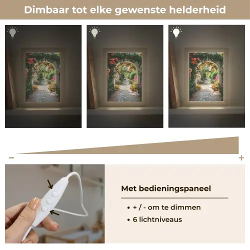 Doorkijk - Bloemen - Natuur - Bloementuin Light Box met kabel (Wandlamp) klein -USP_dimbaarNL