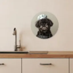 Kokskleding - Zwart - Hondje KitchenYeah - Keuken - Wandcirkel Forex klein -sfeer3