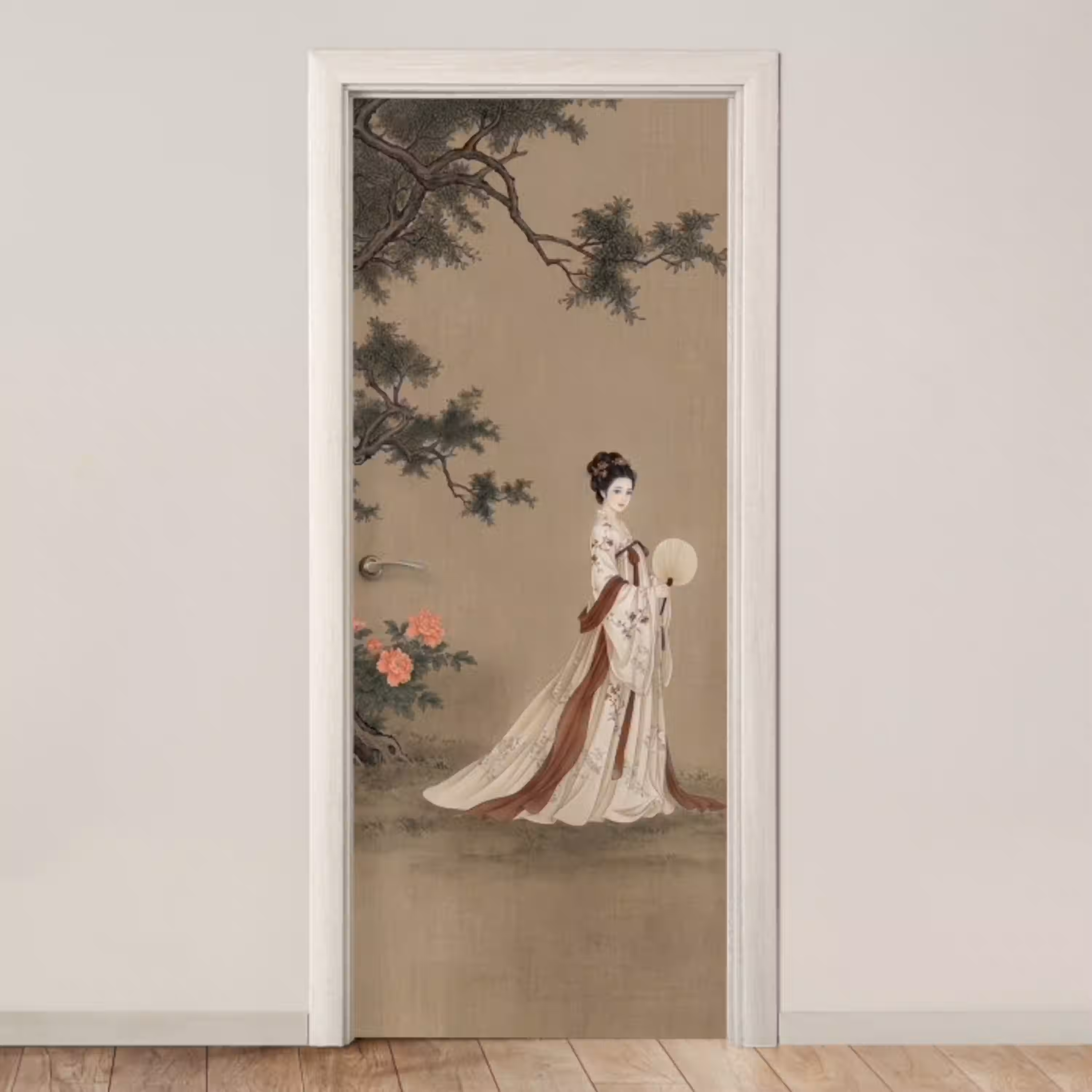 Vrouw - Azië - Kunst - Beige deurposter klein -3d_beige