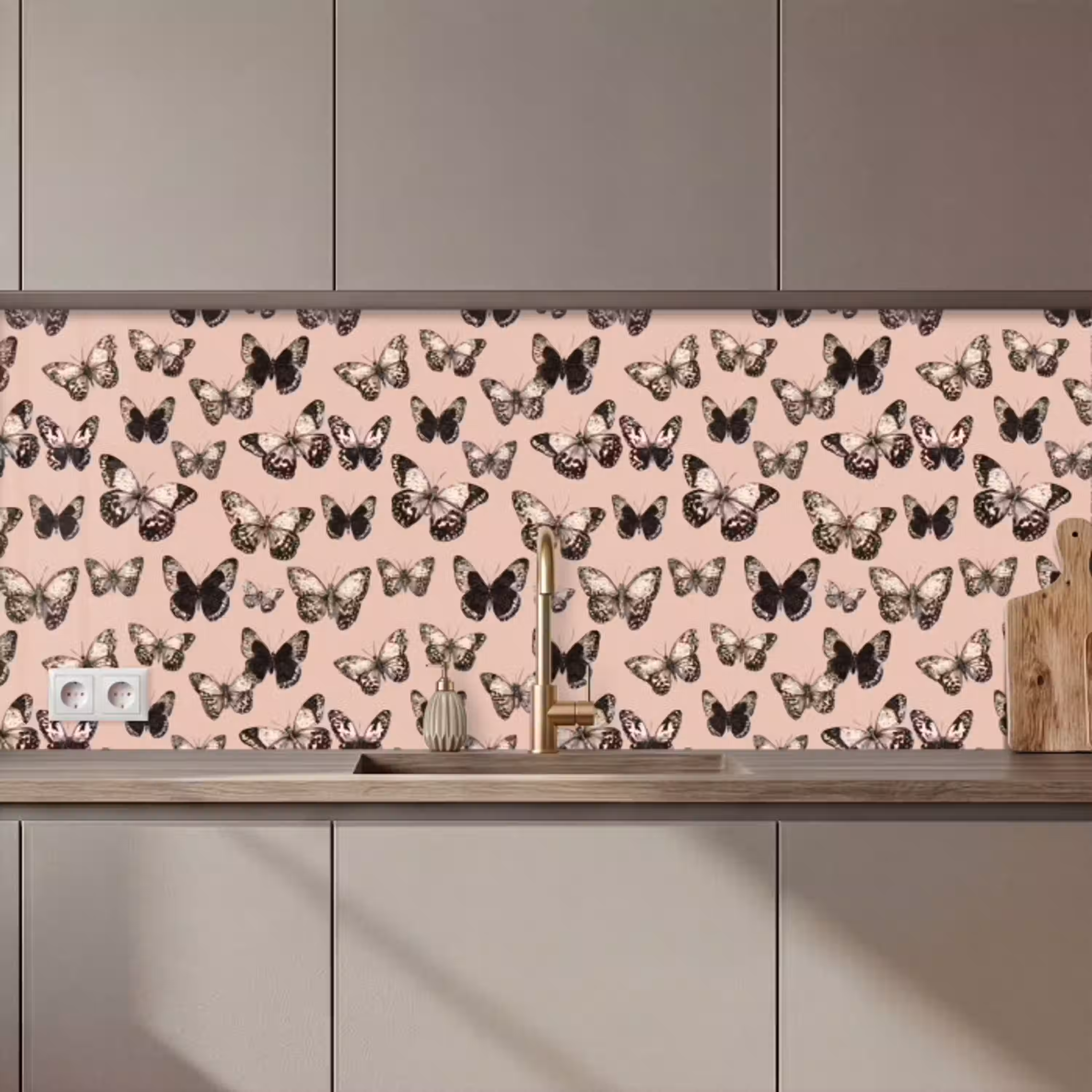 Tijdloos - Vlinders - Perzik keuken achterwand 2 middel 871 zz_3dshopping