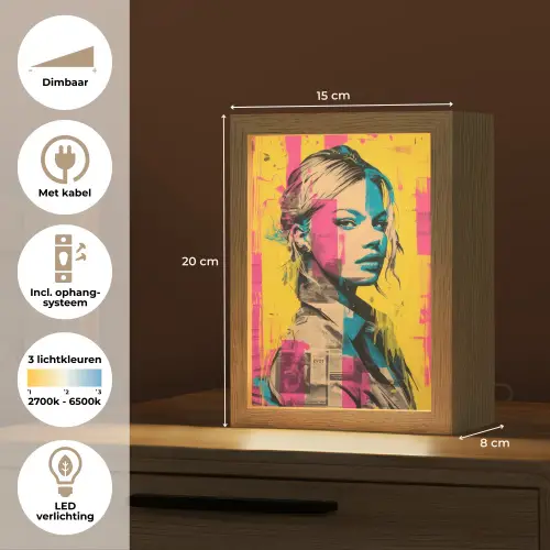 Vrouw - Verfstrepen - Gekleurd Light Box met kabel (Tafellamp) klein -USP_NL