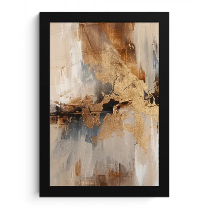 Modern - Bruin - Abstract - Beige fotolijst zwart zonder passe partout klein -3d