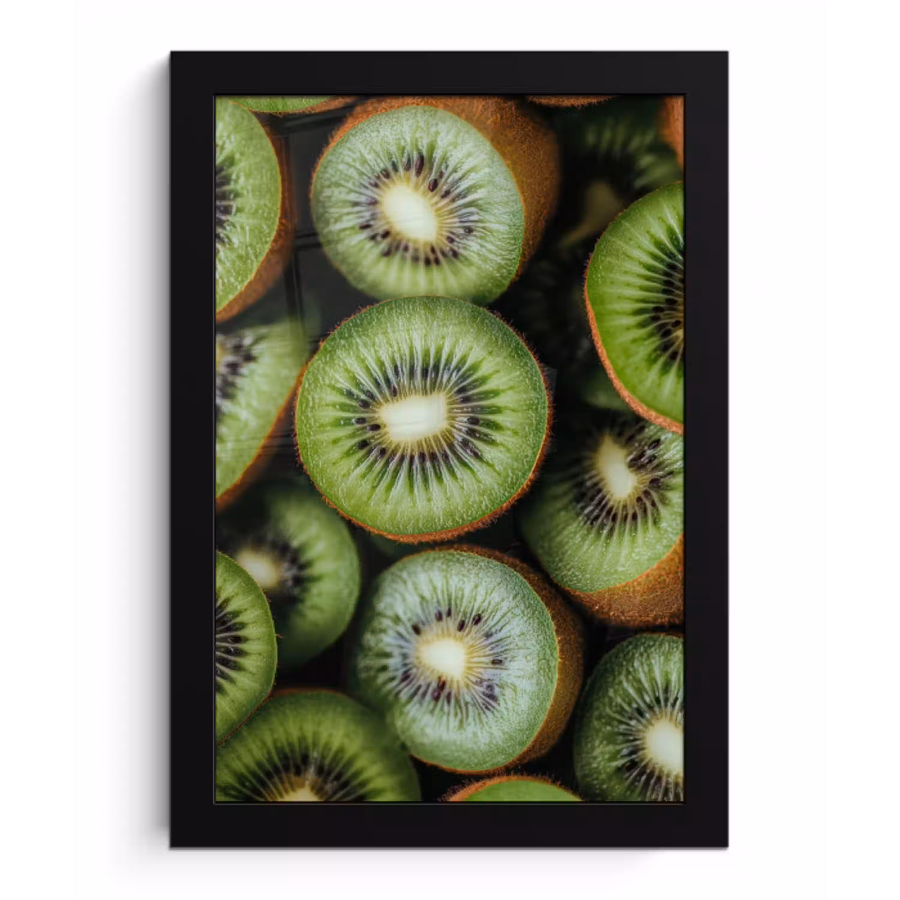 Kiwi - Fruit - Groen fotolijst zwart zonder passe partout klein -3d