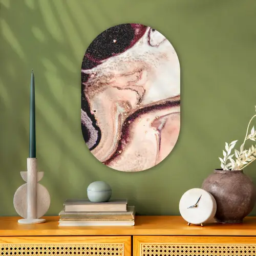 Steen - Marmer - Edelsteen - Abstract - Natuur - Roze Wandcirkel Ovaal Forex klein -sfeer2