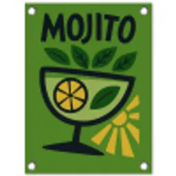Mojito - Cocktail - Citroen - Groen tuinposter los doek klein -3d