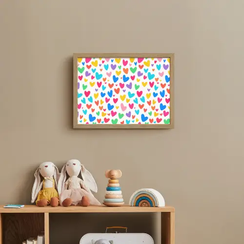 Hartjes - Kleurrijk - Patroon - Levendig Light Box met batterij (Wandlamp kind) middel -sfeer2_kind