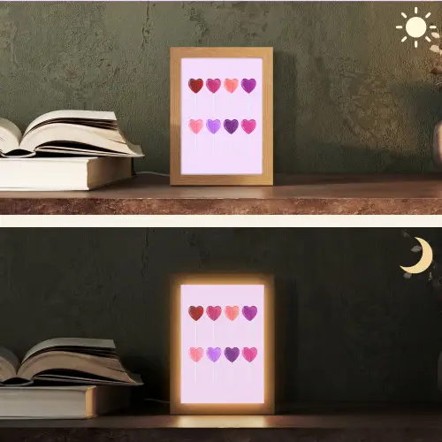 Lolly - Hart - Roze - Snoep Light Box met kabel (Tafellamp) klein -sfeer3