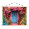 Bloemen - Deur - Roze textielposter latten blank klein -3d