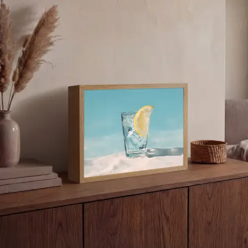 Glas - ijsblokjes - Citroen Light Box met batterij (Wandlamp) middel -sfeer2