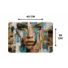 Abstract - Penseelstreken - Blauw - Gezicht Placemat vinyl groot -specs