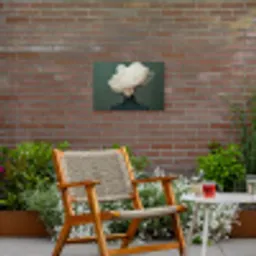 Hoed - Vrouw - Beige Tuinposter op houten frame 2 cm dik klein -sfeer3