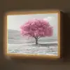 Boom - Natuur - Roze - Zwart wit Light Box met batterij (Wandlamp) middel -z3d_website