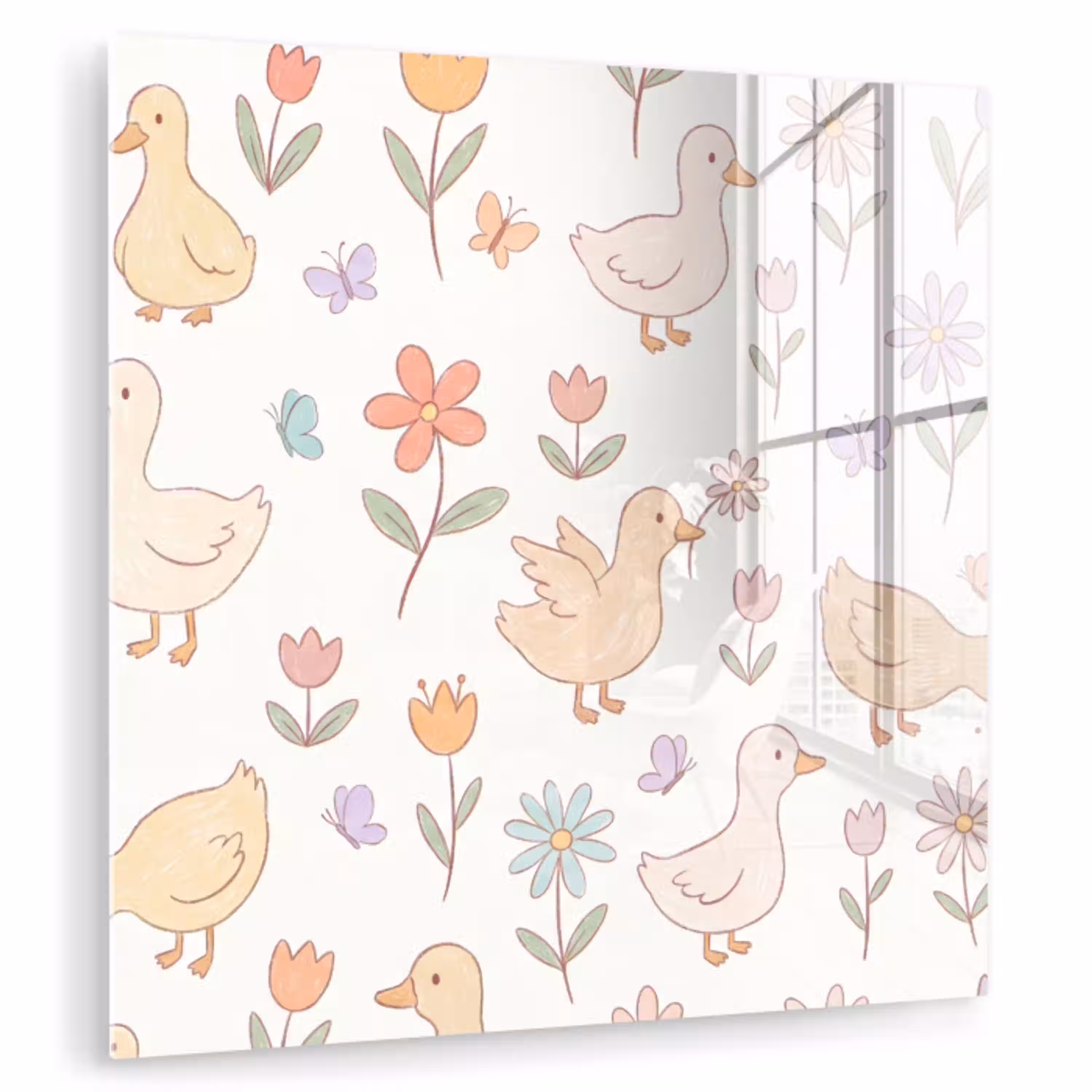 Vogel - Bloemen - Patroon - Pastel - Dieren plexiglas 5mm klein -zzzproduct_nieuw