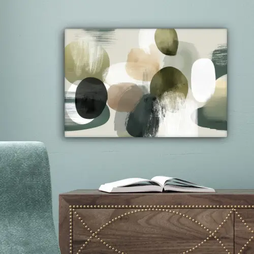 Minimalistisch - Cirkels - Penseelstreken - Beige canvas 2cm klein -sfeer4