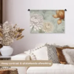 Illustratie - Bloemen - Groen Wandkleed katoen klein -sfeer1