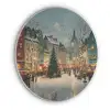 Kerstsfeer - Stadsplein - Kleurrijk Akoestische PET Vilt - Rond klein -3d
