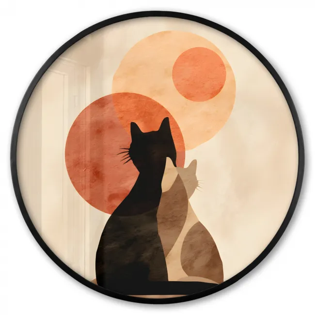 Ronde fotolijst - Chats - Noir - Abstrait - Cercles