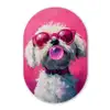 Pink - Hond - Bubbel Wandcirkel Ovaal Forex klein -3d