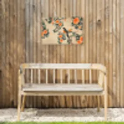 Vogel - Tak - Bloemen - Oranje Tuinposter op houten frame 2 cm dik klein -sfeer4