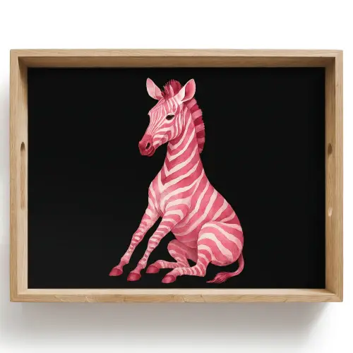 Zebra - Roze - Gestreept Dienblad Rechthoek middel -z3d_shopping