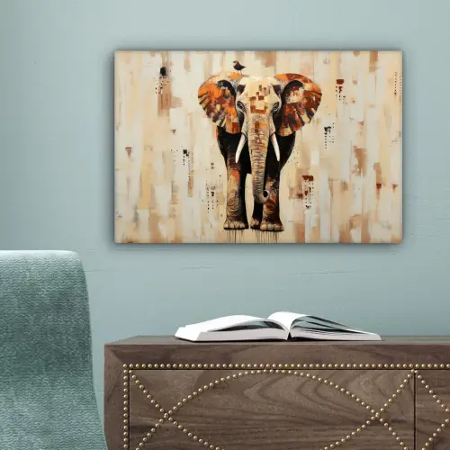 Olifant - Slurf - Mozaïek - Abstract canvas 2cm klein -sfeer4